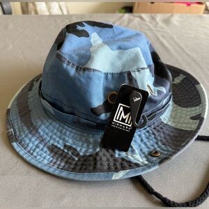 Mirmaru Outdoor Blue Camouflage Hunting Fishing Safari Bucket Hat, nwt